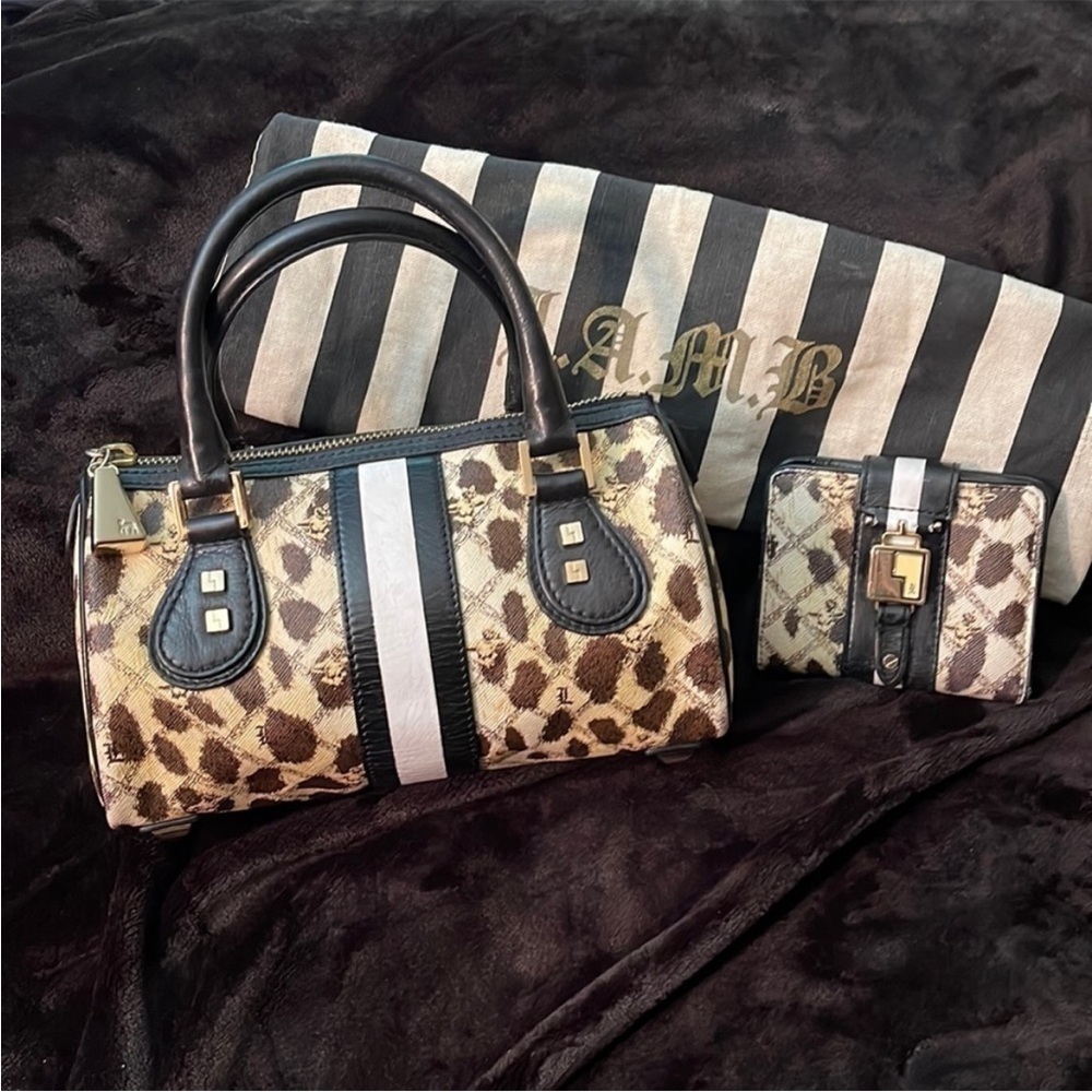 L.A.M.B. Cheetah Print Mini Bag & Matching Wallet.Excellent Condition. Authentic